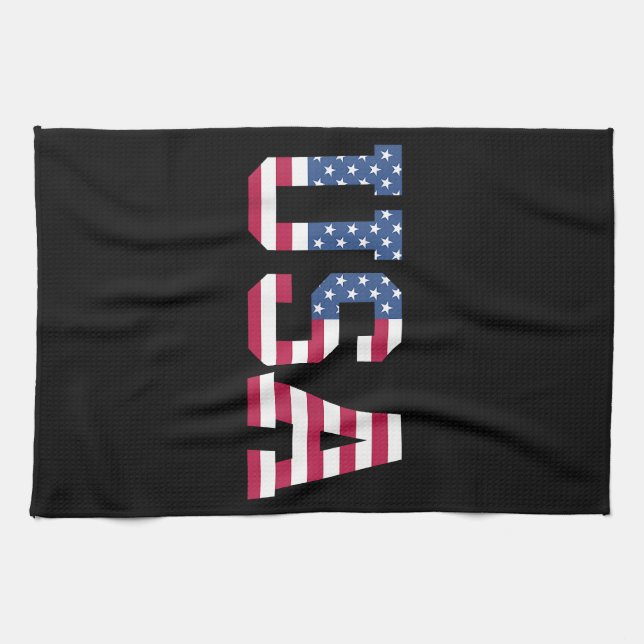 USA American Flag Patriotic Red White Blue Stars & Tea Towel (Horizontal)