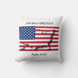 USA AMERICAN FLAG Patriotic Scripture Custom Cushion