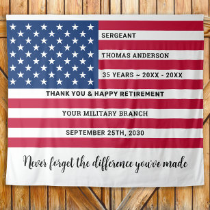 USA American Flag Personalised Military Retirement Tapestry