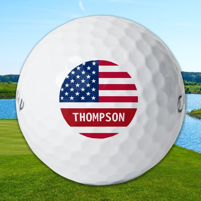 USA American Flag Personalised Patriotic Golf Balls (Creator Uploaded)