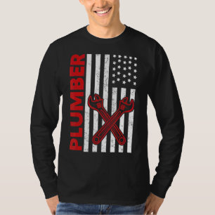 Usa American Flag Plumber Men Women Plumbers Patri T-Shirt