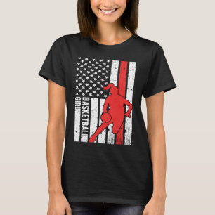 USA American Flag Proud Basketball Girl Patriotic T-Shirt