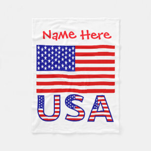 Usa American Flag Red Personalized Mens T Shirt Fleece Blanket