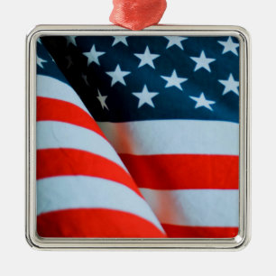 USA American Flag Red White and Blue Metal Tree Decoration