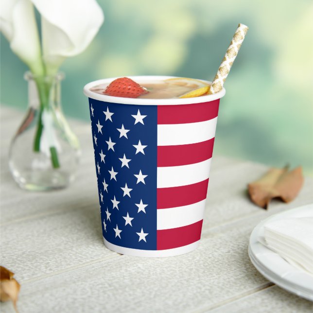 USA American Flag Red White Blue Patriotic  Paper Cups (Insitu)