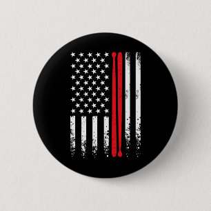 Usa American Flag Retro Music Drummer Drum Stick 4 6 Cm Round Badge