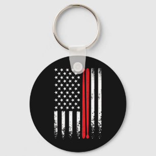 Usa American Flag Retro Music Drummer Drum Stick 4 Key Ring
