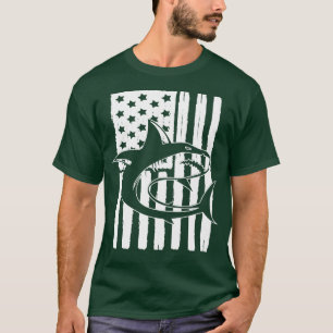 USA American Flag Shark Theme Idea For Fish Lovers T-Shirt