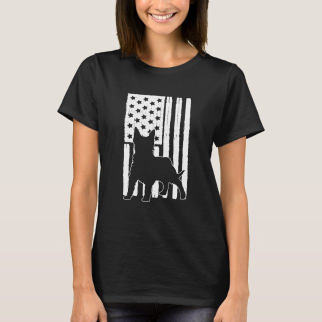 Usa American Flag Silky Terrier Dog Theme Design T-Shirt (Front)