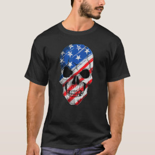 Usa American Flag Skeleton Skull  Patriot Flag Sku T-Shirt
