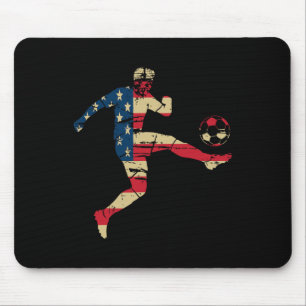 Usa American Flag Soccer Player Silhouette Patriot Mouse Pad