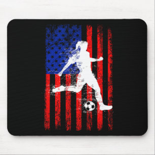 Usa American Flag Soccer Shirt For Girls Women  Mouse Pad