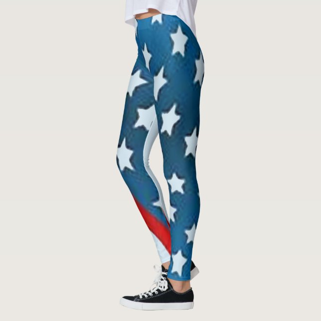 usa american flag star stripes fashion yoga active leggings (Left)