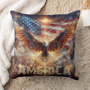 USA American Flag - Stars and Stripes - Bald Eagle Cushion
