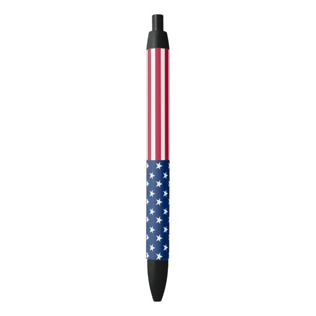 USA American Flag Stars and Stripes Black Ink Pen (Front Vertical)