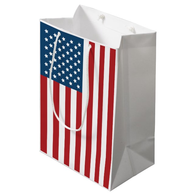 USA American Flag Stars and Stripes Medium Gift Bag (Front Angled)