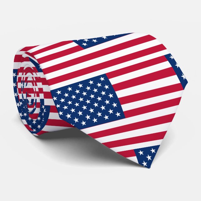 USA American Flag Stars and Stripes Tie (Rolled)