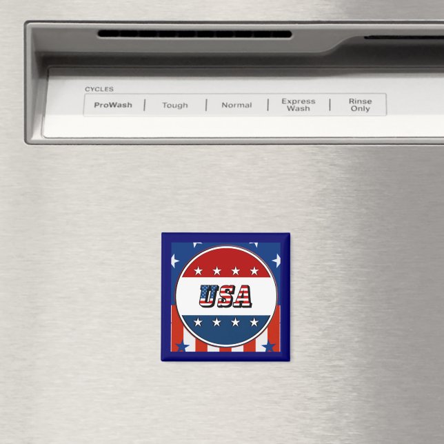 USA - American Flag Stars Circle #2 Refrig Magnet (In Situ (Dishwasher))