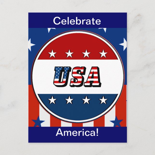 USA - American Flag & Stars in Circle #2 Postcard (Front)