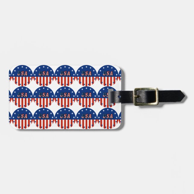 USA - American Flag & Stars in Circle Luggage Tag (Front Horizontal)