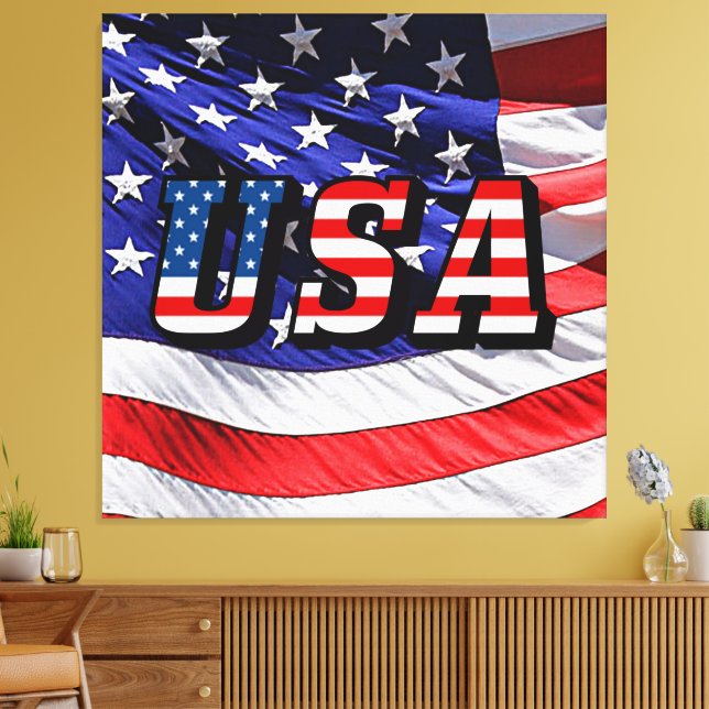 USA - American Flag Stretched Canvas Print (Insitu(LivingRoom))