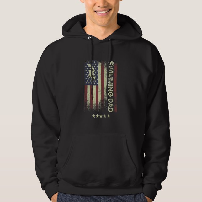 USA American Flag   Swimming Dad Hoodie (Front)