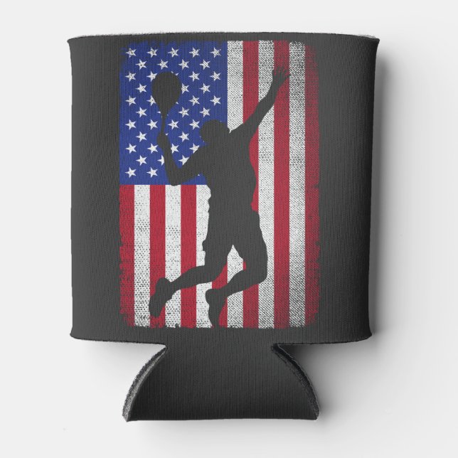 USA American Flag Tennis For Men Women  Can Cooler (Front)