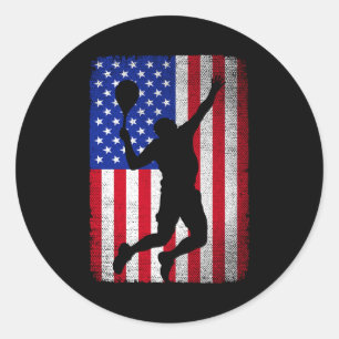 Usa american flag tennis for men women classic round sticker