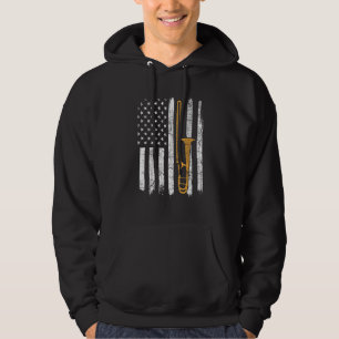 USA American Flag Trombone - Trombonist Music Love Hoodie