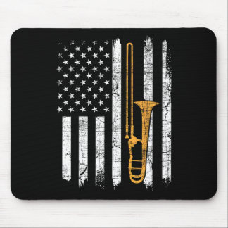Usa American Flag Trombone - Trombonist Music Love Mouse Pad