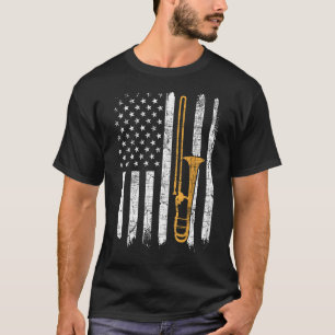 USA American Flag Trombone - Trombonist Music Love T-Shirt