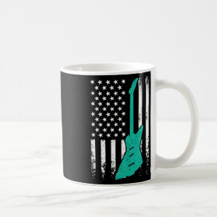 Usa American Flag Vintage Electric Rock Guitar 4th Coffee Mug