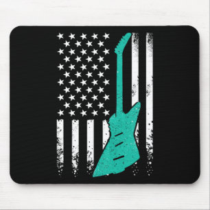 Usa American Flag Vintage Electric Rock Guitar 4th Mouse Pad