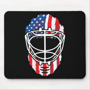 Usa American Flag Vintage Hockey Goalie Mask 4th O Mouse Pad