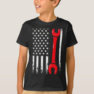 Usa american flag vintage mechanic wrench 4th of T-Shirt