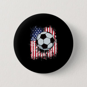 Usa American Flag Vintage Soccer 4th Of July Patri 6 Cm Round Badge