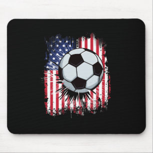 Usa American Flag Vintage Soccer 4th Of July Patri Mouse Pad