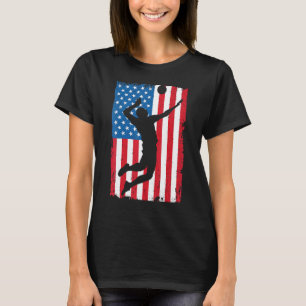Usa American Flag Vintage Sports Volleyball T-Shirt