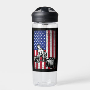 USA American Flag weightlifting Powerlifting Water Bottle