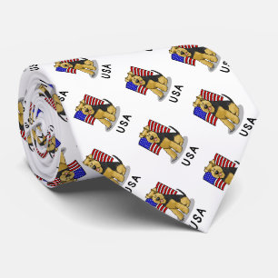 USA American Flag Welsh Terrier Dog - Cute Tie