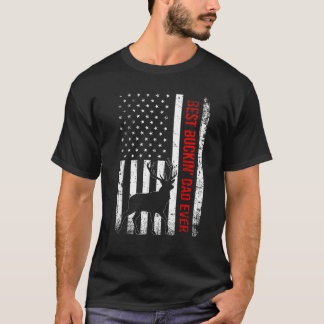 USA American Flag White Tailed deer Best Buckin Da T-Shirt