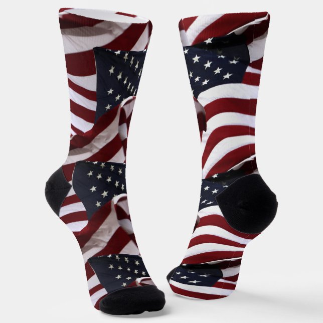USA American Flags Patriotic Socks (Angled)
