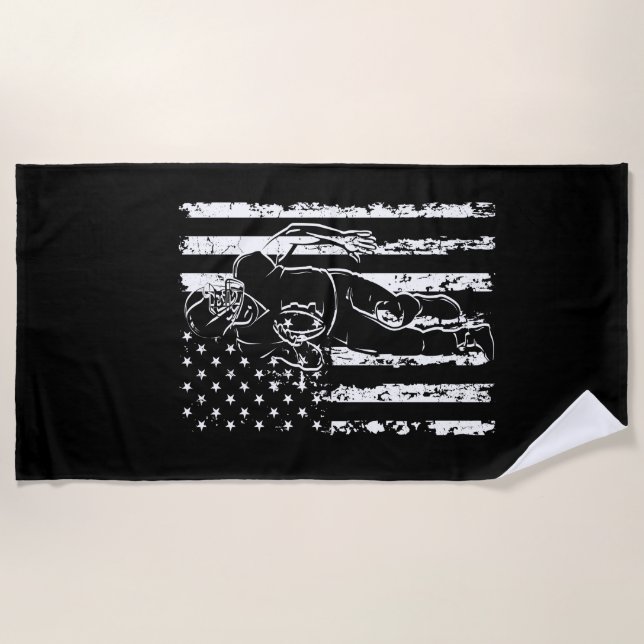 USA American Football Flag America Sport Fan Beach Towel (Front)