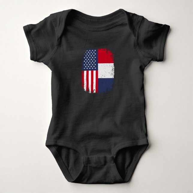 USA American France French Flag Baby Bodysuit (Front)