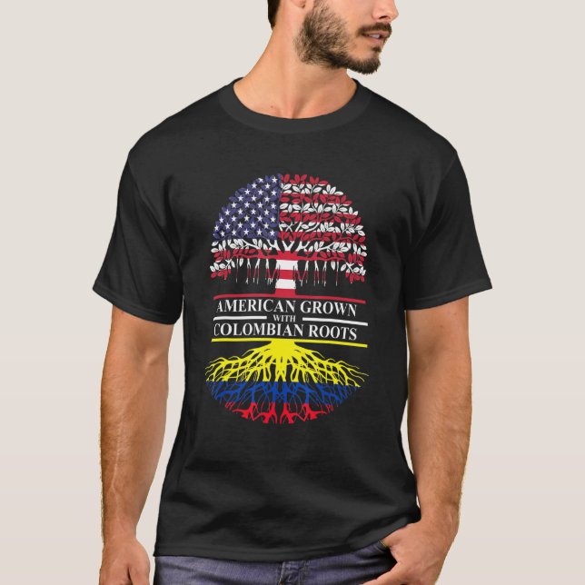 Usa American Grown With Colombian Roots Colombia A T-Shirt (Front)