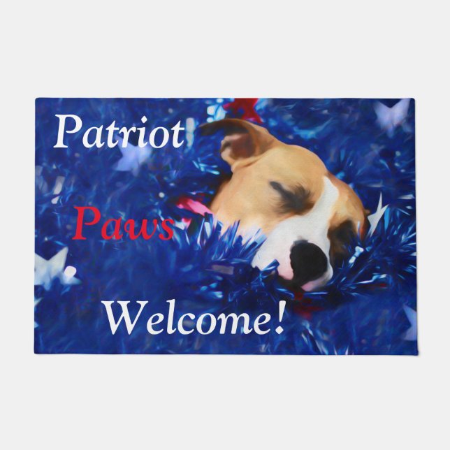 USA American Patriot Dog Paws Doormat (Front)