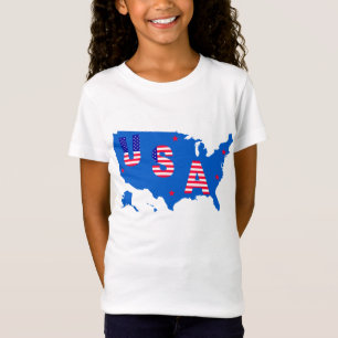 USA American Patriotic Map/ Flag Stars and Stripes T-Shirt