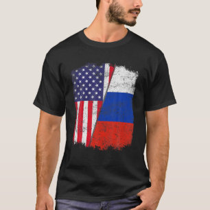 USA American Russia Flag Men Women Patriotic T-Shirt