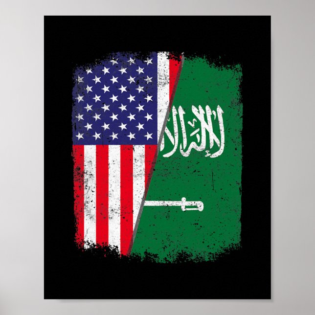 USA American Saudi Arabia Flag Men Women Poster (Front)