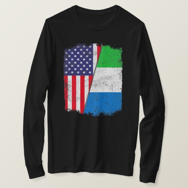 USA American Sierra Leone Flag Men Women T-Shirt (Design Front)